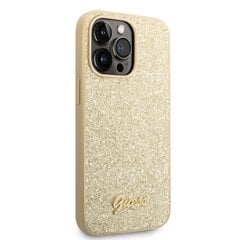 Guess PC/TPU Glitter Flakes Metal Logo Case для iPhone 14 Pro Gold цена и информация | Чехлы для телефонов | pigu.lt