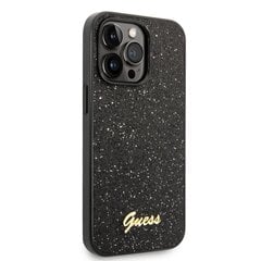 Guess PC/TPU Glitter Flakes Metal Logo Case skirtas iPhone 14 Pro, juodas kaina ir informacija | Telefono dėklai | pigu.lt