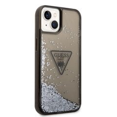 Guess PC/TPU Liquid Glitter Triangle Logo Case skirtas iPhone 14 Plus, juodas kaina ir informacija | Telefono dėklai | pigu.lt