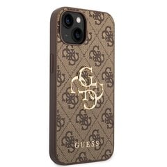 Guess PU 4G Metal Logo Case skirtas iPhone 14, rudas kaina ir informacija | Telefono dėklai | pigu.lt