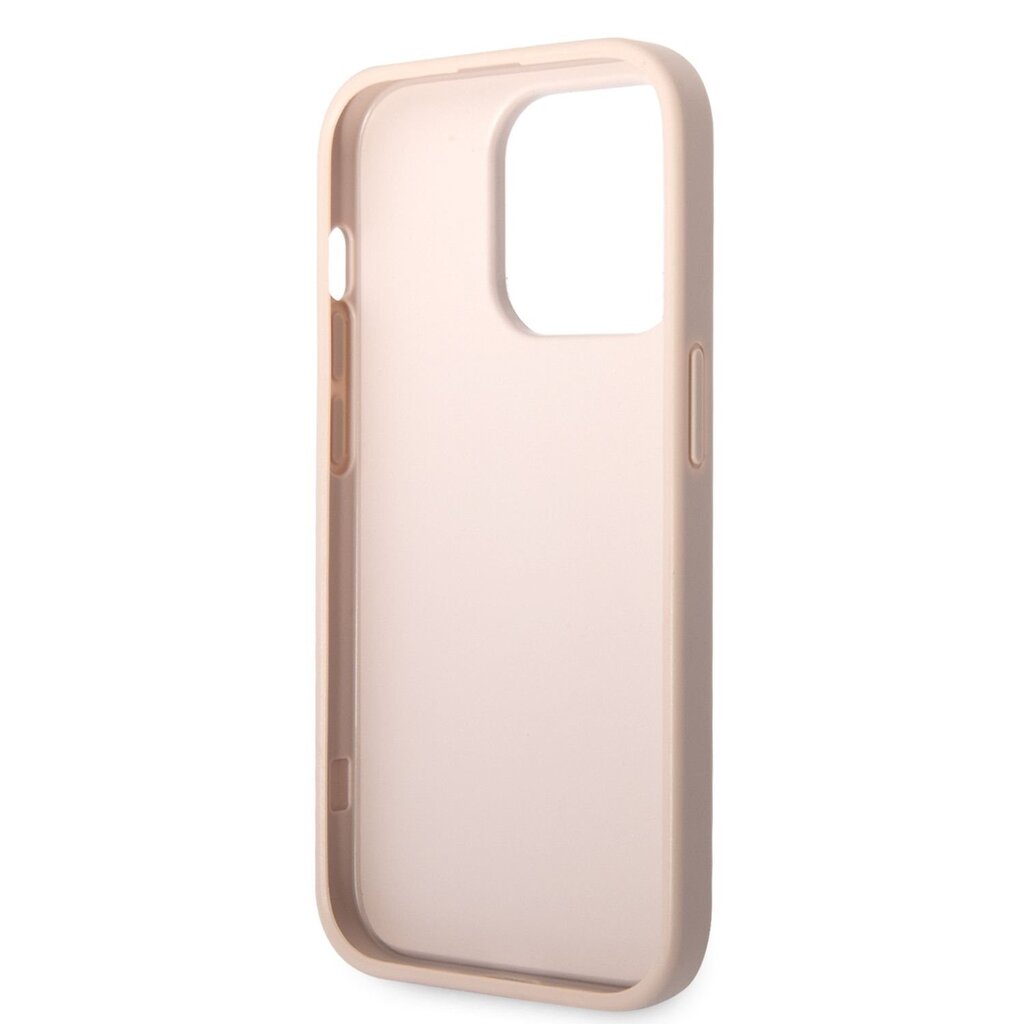 Guess PU 4G Metal Logo Case skirtas iPhone 14 Pro Max, rožinis kaina ir informacija | Telefono dėklai | pigu.lt