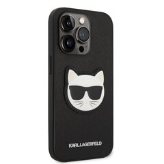 Karl Lagerfeld PU Saffiano Choupette Head Case skirtas iPhone 14 Pro, juodas kaina ir informacija | Telefono dėklai | pigu.lt
