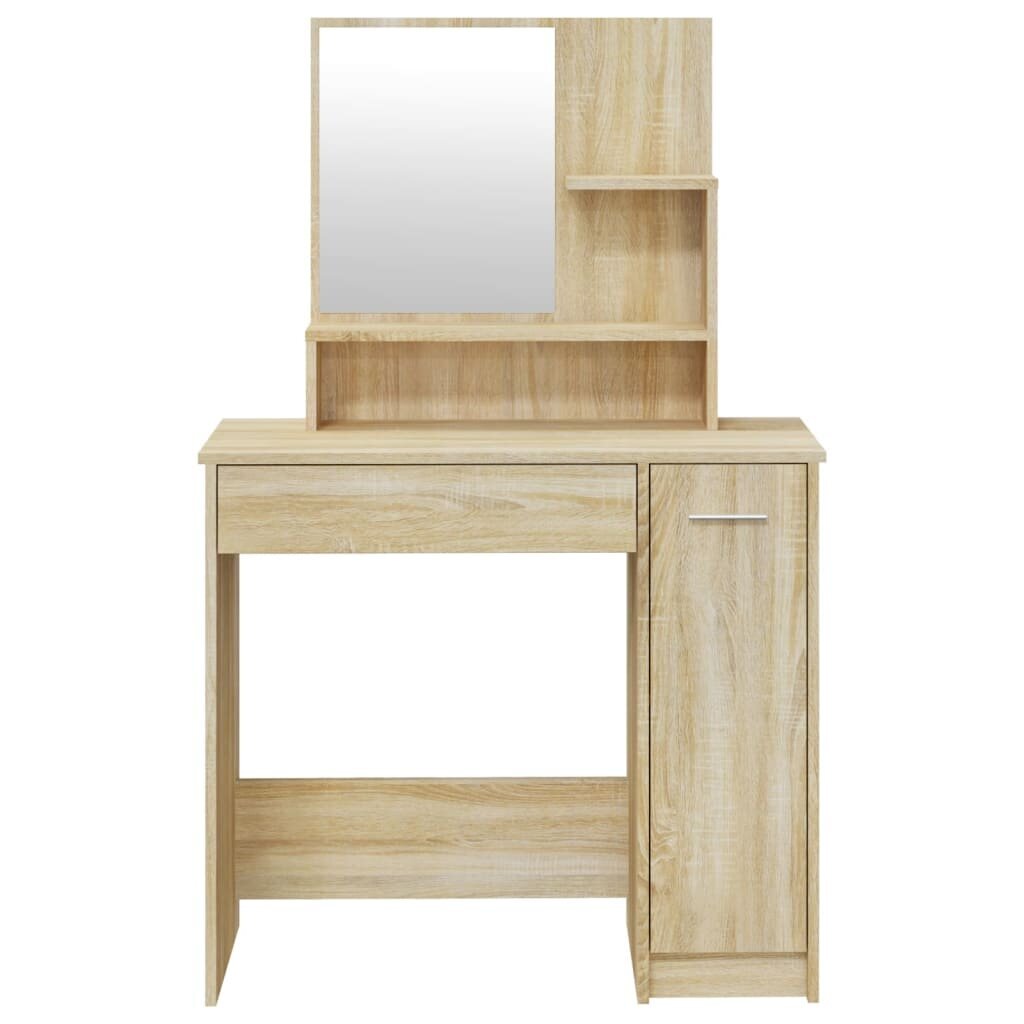 Kosmetinis staliukas su veidrodžiu, 86,5x35x136cm, ąžuolo spalva kaina ir informacija | Kosmetiniai staliukai | pigu.lt