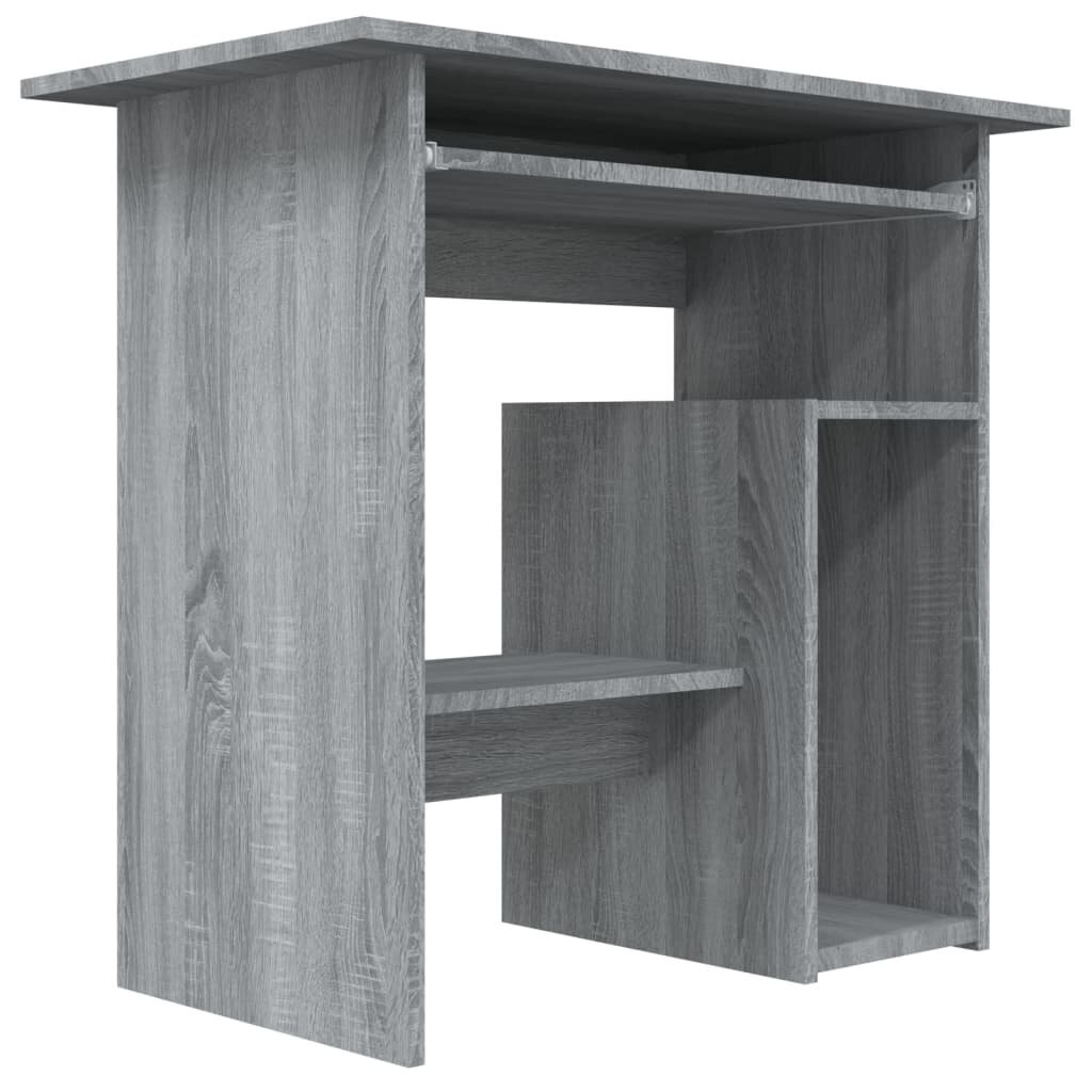 Rašomasis stalas, pilkos ąžuolo, 80x45x74cm, mediena kaina ir informacija | Kompiuteriniai, rašomieji stalai | pigu.lt