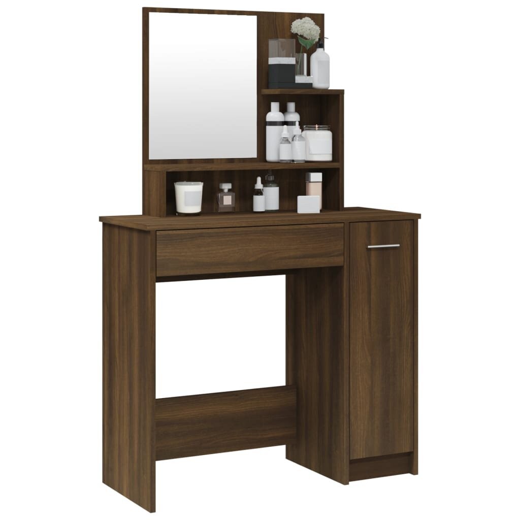 Kosmetinis staliukas su veidrodžiu, 86,5x35x136cm, ruda kaina ir informacija | Kosmetiniai staliukai | pigu.lt
