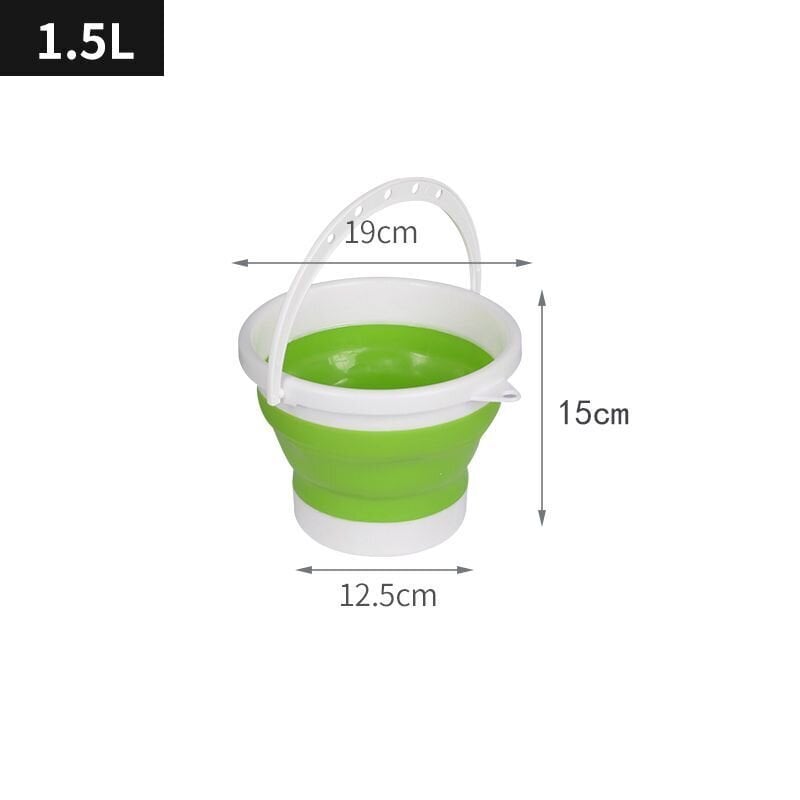 Sulankstomas 1,5 l silikoninis kibiras - žalios ir baltos spalvų цена и информация | Valymo reikmenys ir priedai | pigu.lt