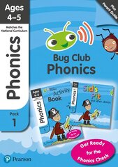 Phonics - Learn at Home Pack 1 (Bug Club), Phonics Sets 1-3 for ages 4-5 (Six stories plus Parent Guide plus Activity Book) kaina ir informacija | Knygos paaugliams ir jaunimui | pigu.lt