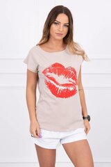 Marškinėliai moterims LHL15076, rudi цена и информация | Женские футболки | pigu.lt
