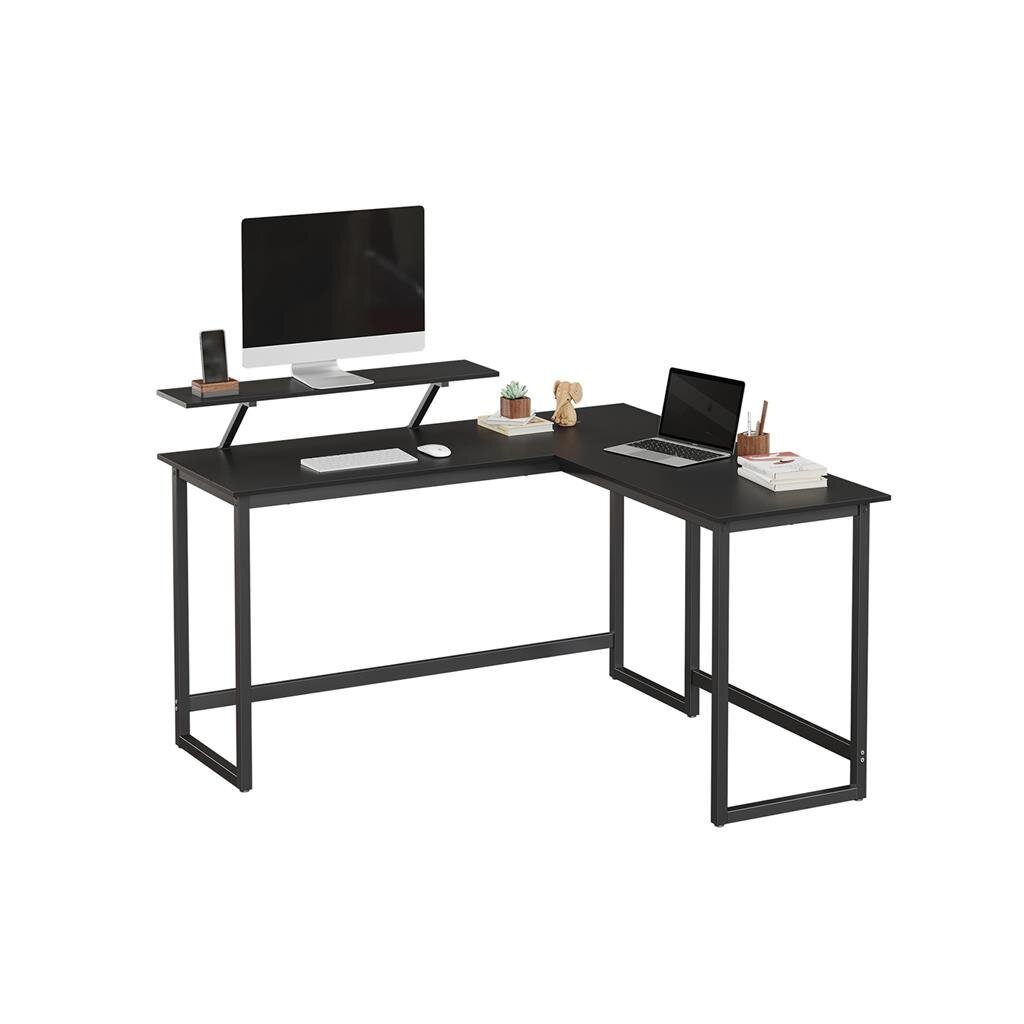 L-formos kompiuterio stalas VASAGLE LWD56BK, juodas цена и информация | Kompiuteriniai, rašomieji stalai | pigu.lt