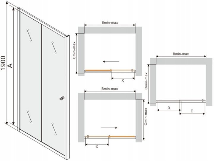 Stumdomos dušo durys Mexen Apia, pusiau matinės, 135,145,150x190 cm kaina ir informacija | Dušo durys ir sienelės | pigu.lt