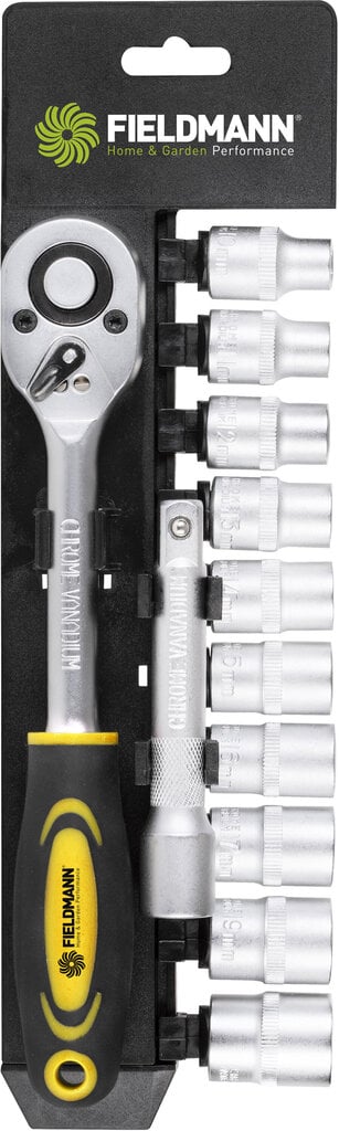 Terkšlės ir kištukinių raktų komplektas Fieldmann FDN 1060, 12 dalių, Cr-V, AS-drive цена и информация | Mechaniniai įrankiai | pigu.lt