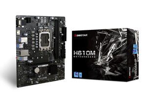 Pagrindinė plokštė|BIOSTAR|Intel H610|LGA1700|MicroATX|Pamatai DDR4|Pamatų lizdai 2|1xPCI-Express 3.0 1x|1xPCI-Express 4.0 16x|1xM.2|1x15pin D-sub|1xH kaina ir informacija | Biostar Kompiuterinė technika | pigu.lt