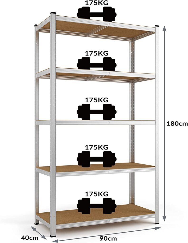 Sandėliavimo lentynos stelažai Tonro 180x90x40 Pro, 3 vnt цена и информация | Sandėliavimo lentynos | pigu.lt