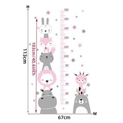 Vaikiškas sienų lipdukas - Rožinė ūgio matuoklė su gyvūnais kaina ir informacija | Interjero lipdukai | pigu.lt