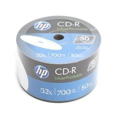 CD-R diskai HP, 700MB 52X WHITE FF InkJet Printable SP*50 kaina ir informacija | Vinilinės plokštelės, CD, DVD | pigu.lt