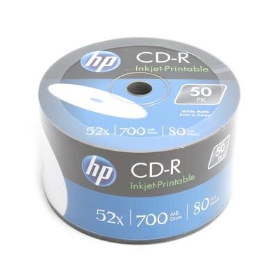 CD-R diskai HP, 700MB 52X WHITE FF InkJet Printable SP*50 цена и информация | Vinilinės plokštelės, CD, DVD | pigu.lt