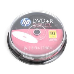 DL DVD+R diskai HP, 8.5GB 8X WHITE FF InkJet Printable CAKE 10 kaina ir informacija | Vinilinės plokštelės, CD, DVD | pigu.lt