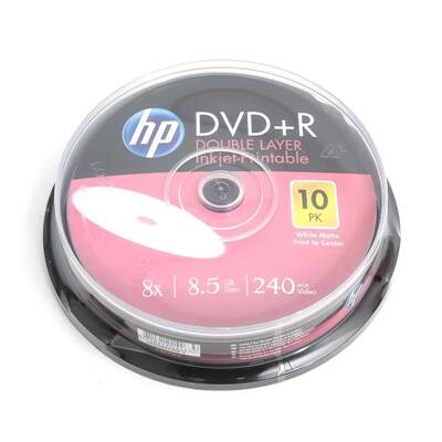 DL DVD+R diskai HP, 8.5GB 8X WHITE FF InkJet Printable CAKE 10 цена и информация | Vinilinės plokštelės, CD, DVD | pigu.lt