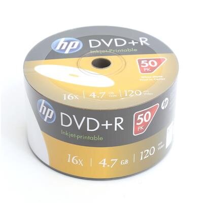 DL DVD+R diskai HP, 4.7GB 16X WHITE FF InkJet Printable SP*50 kaina |  pigu.lt