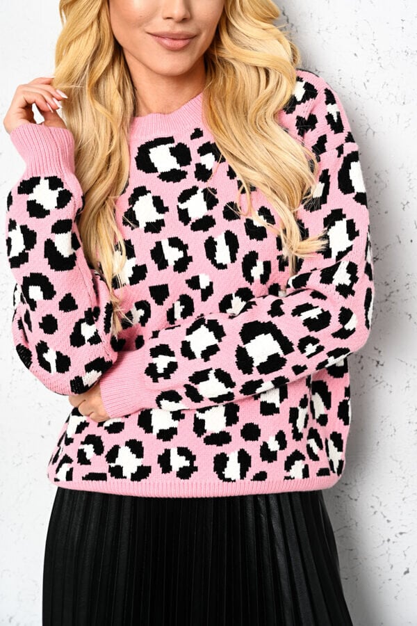 Moteriškas džemperis Jasmine su leopardo raštais, SW-93481-1 kaina ir informacija | Megztiniai moterims | pigu.lt