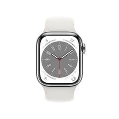 Apple Watch Series 8 GPS + Cellular 41mm Silver Stainless Steel Case ,White Sport Band - MNJ53UL/A цена и информация | Смарт-часы (smartwatch) | pigu.lt