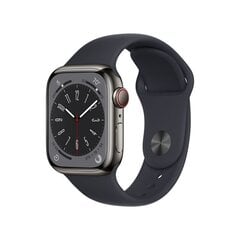 Apple Watch Series 8 GPS + Cellular 41mm Graphite Stainless Steel Case ,Midnight Sport Band - MNJJ3UL/A kaina ir informacija | Išmanieji laikrodžiai (smartwatch) | pigu.lt