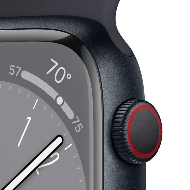 Apple Watch Series 8 GPS + Cellular 45mm Midnight Aluminium Case ,Midnight Sport Band - MNK43EL/A LV-EE kaina ir informacija | Išmanieji laikrodžiai (smartwatch) | pigu.lt