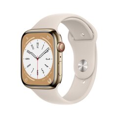 Apple Watch Series 8 GPS + Cellular 45mm Gold Stainless Steel Case ,Starlight Sport Band - MNKM3UL/A kaina ir informacija | Išmanieji laikrodžiai (smartwatch) | pigu.lt