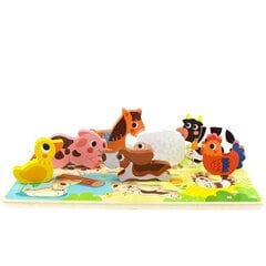 Игрушка Туки Деревянная головоломка Монтессори Животные на ферме соответствуют фигурам цена и информация | Игрушки для малышей | pigu.lt