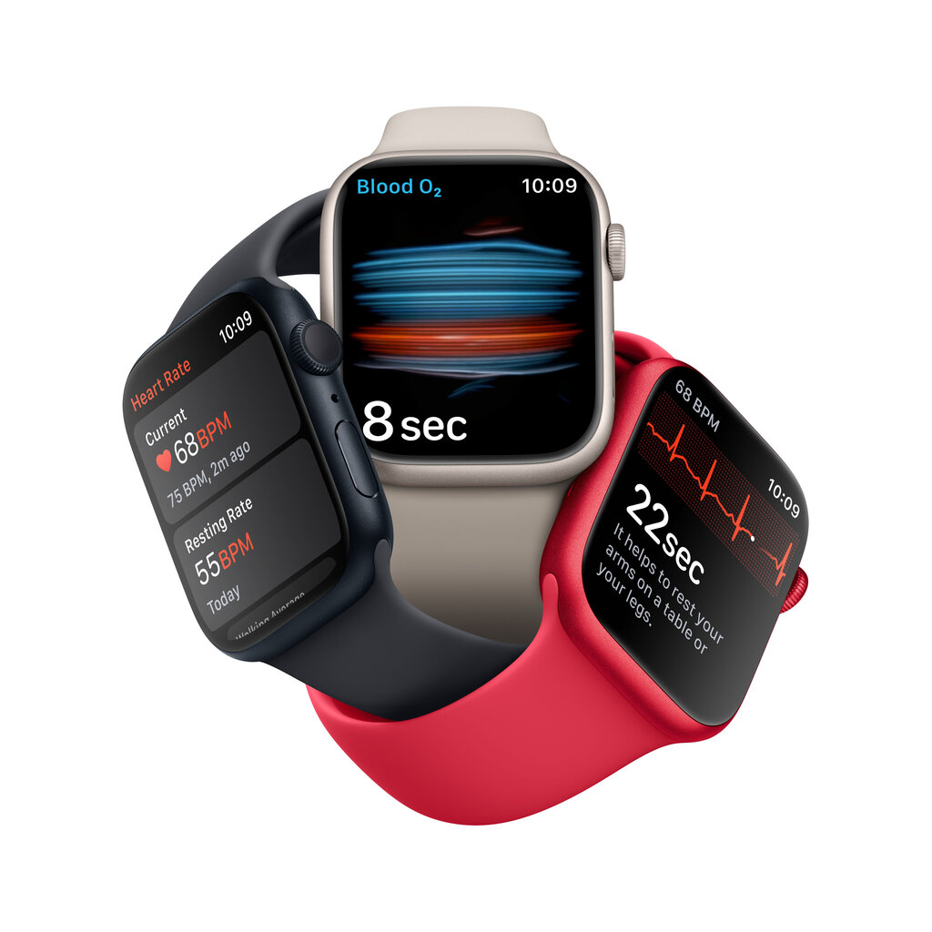 Apple Watch Series 8 GPS 41mm (PRODUCT)RED Aluminium Case ,(PRODUCT)RED Sport Band - MNP73EL/A LV-EE цена и информация | Išmanieji laikrodžiai (smartwatch) | pigu.lt