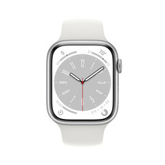 Apple Watch Series 8 GPS + Cellular 45mm Silver Aluminium Case ,White Sport Band - MP4J3UL/A kaina ir informacija | Išmanieji laikrodžiai (smartwatch) | pigu.lt