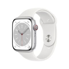 Apple Watch Series 8 GPS + Cellular 45mm Silver Aluminium Case ,White Sport Band - MP4J3UL/A kaina ir informacija | Išmanieji laikrodžiai (smartwatch) | pigu.lt