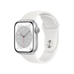Смарт-часы Apple Watch Series 8 GPS 45 мм Silver Aluminium Case, White Sport Band - MP6N3EL/A LV-EE цена и информация | Смарт-часы (smartwatch) | pigu.lt