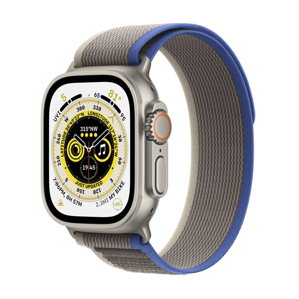 Apple Watch Ultra GPS + Cellular, 49mm Titanium Case, Blue/Gray Trail Loop S/M MNHL3EL/A цена и информация | Išmanieji laikrodžiai (smartwatch) | pigu.lt