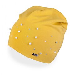 TuTu dvigubos medvilnės kepurė, geltona kaina ir informacija | Kepurės, pirštinės, šalikai mergaitėms | pigu.lt
