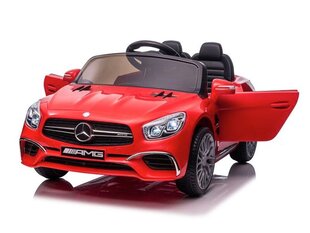 Mercedes SL63 AMG blizgus raudonas, 12 V kaina ir informacija | Elektromobiliai vaikams | pigu.lt