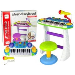 Pianinas su mikrofonu ir kėde, mėlynas цена и информация | Развивающие игрушки | pigu.lt