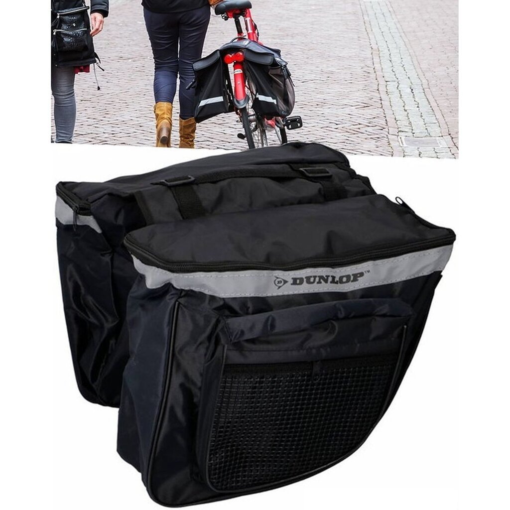 Dvigubas dviračio bagažinės krepšys Dunlop kaina ir informacija | Krepšiai, telefonų laikikliai | pigu.lt