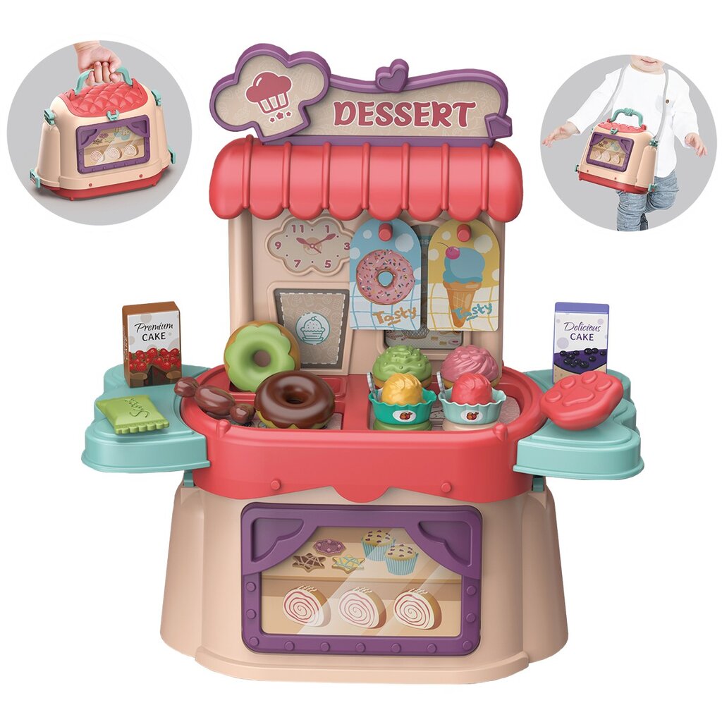 Virtuvė lagamine, 23x18x11, rožinė kaina ir informacija | Žaislai kūdikiams | pigu.lt