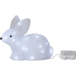 LED šviesos dekoro zuikis baltas 0,9W 20x27 cm 3xAA 30LED Crystalo 583-12 kaina ir informacija | Kalėdinės dekoracijos | pigu.lt