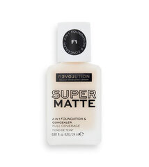 Makiažo pagrindas-maskuoklis Revolution Relove Super Matte Foundation, F1, 24 ml kaina ir informacija | Makiažo pagrindai, pudros | pigu.lt