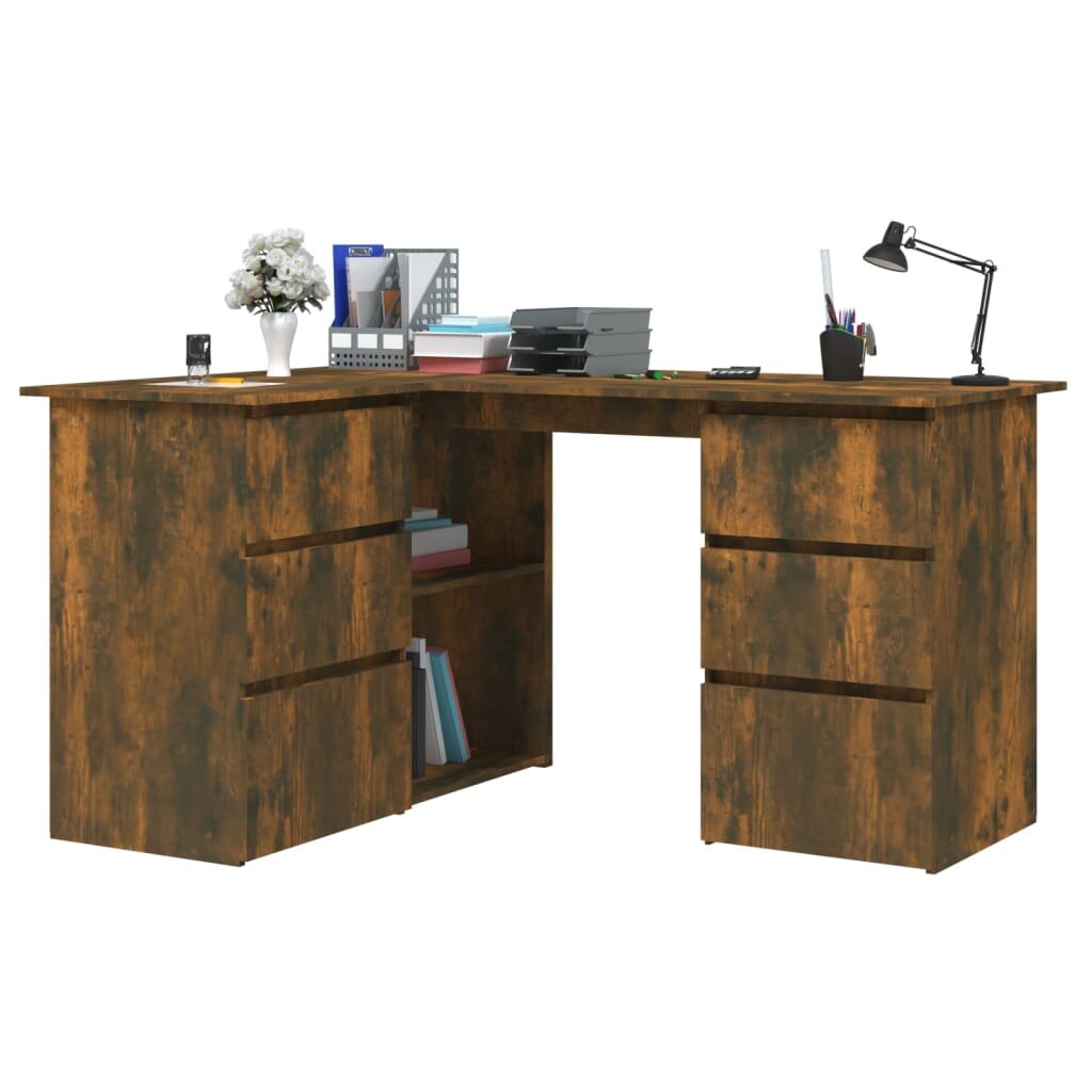 Kampinis rašomasis stalas, ąžuolo, 145x100x76cm, mediena kaina ir informacija | Kompiuteriniai, rašomieji stalai | pigu.lt
