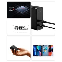 Baseus GaN5 Pro Fast Universal GaN USB Charger Type C / USB 100W PD3.0, QC4.0 +, AFC white (CCGP090201) цена и информация | Зарядные устройства для телефонов | pigu.lt