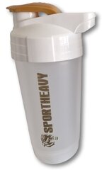 700 ml talpos plaktuvė Sportheavy Tumbler Sheiker - Skaidrus-baltai-auksinis dangtelis kaina ir informacija | Gertuvės | pigu.lt