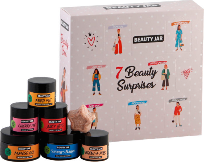 Dovanų rinkinys Beauty Jar 7 grožio staigmenos: lūpų šveitiklis, 15ml + lūpų balzamas, 15ml + sviestas sausai odai цена и информация | Kūno šveitikliai | pigu.lt