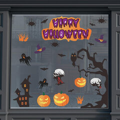 Украшение на Хэллоуин - наклейка на окно, стену Сердитые тыквы цена и информация | Праздничные декорации | pigu.lt