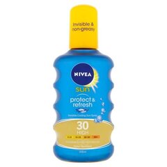Kremas nuo saulės Nivea Invisible Spray Tanning Protect & Refresh SPF 30, 200 ml цена и информация | Кремы от загара | pigu.lt