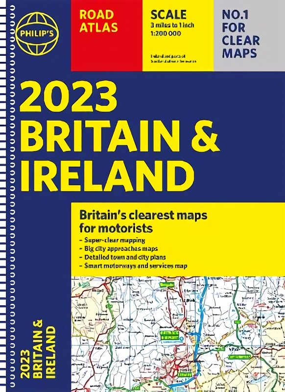 2023 Philip's Road Atlas Britain and Ireland: (A4 Spiral) цена и информация | Kelionių vadovai, aprašymai | pigu.lt