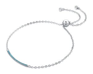 MOISS Тонкий серебряный браслет с голубыми цирконами B0000441 цена и информация | Женские браслеты | pigu.lt