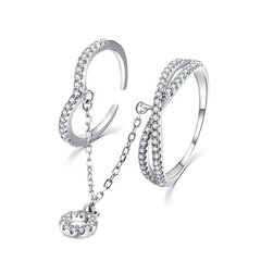 Роскошное двойное серебряное кольцо с цирконами MOISS R00022 цена и информация | Кольца | pigu.lt